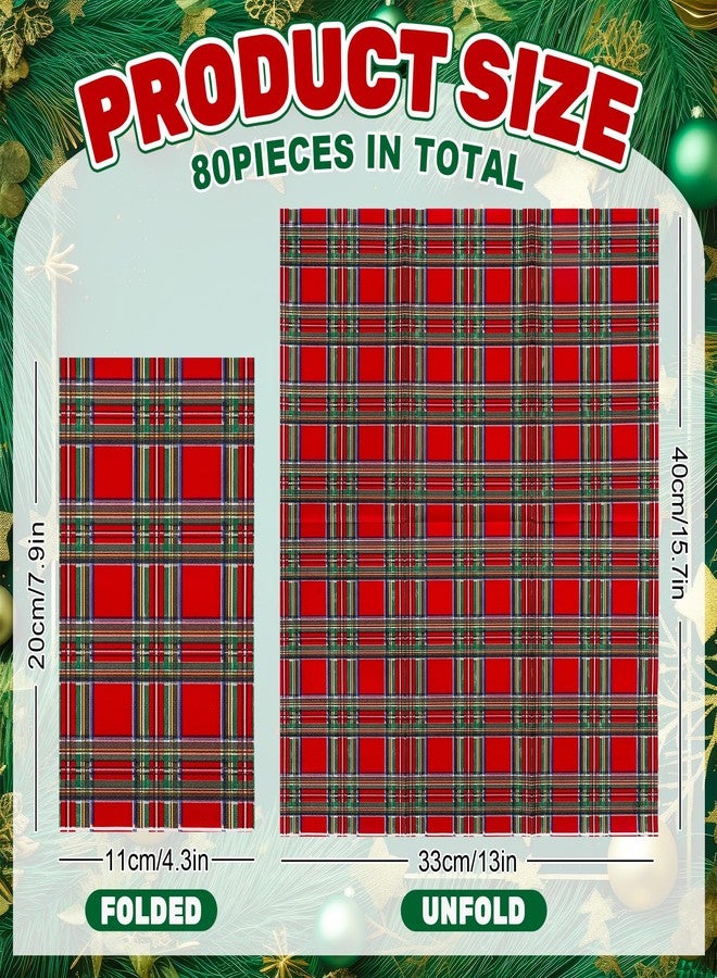 وولاين مجموعة مناديل ضيوف بنقشة مربعات عيد الميلاد من والين، 80 قطعة، مناديل ورقية حمراء مربعة للاستخدام مرة واحدة، مناسبة لحفلات عيد الميلاد، مناشف ورقية لليدين، مناديل ورقية للحمام، لوازم طاولة حفلات أعياد الميلاد والعطلات - Image 2